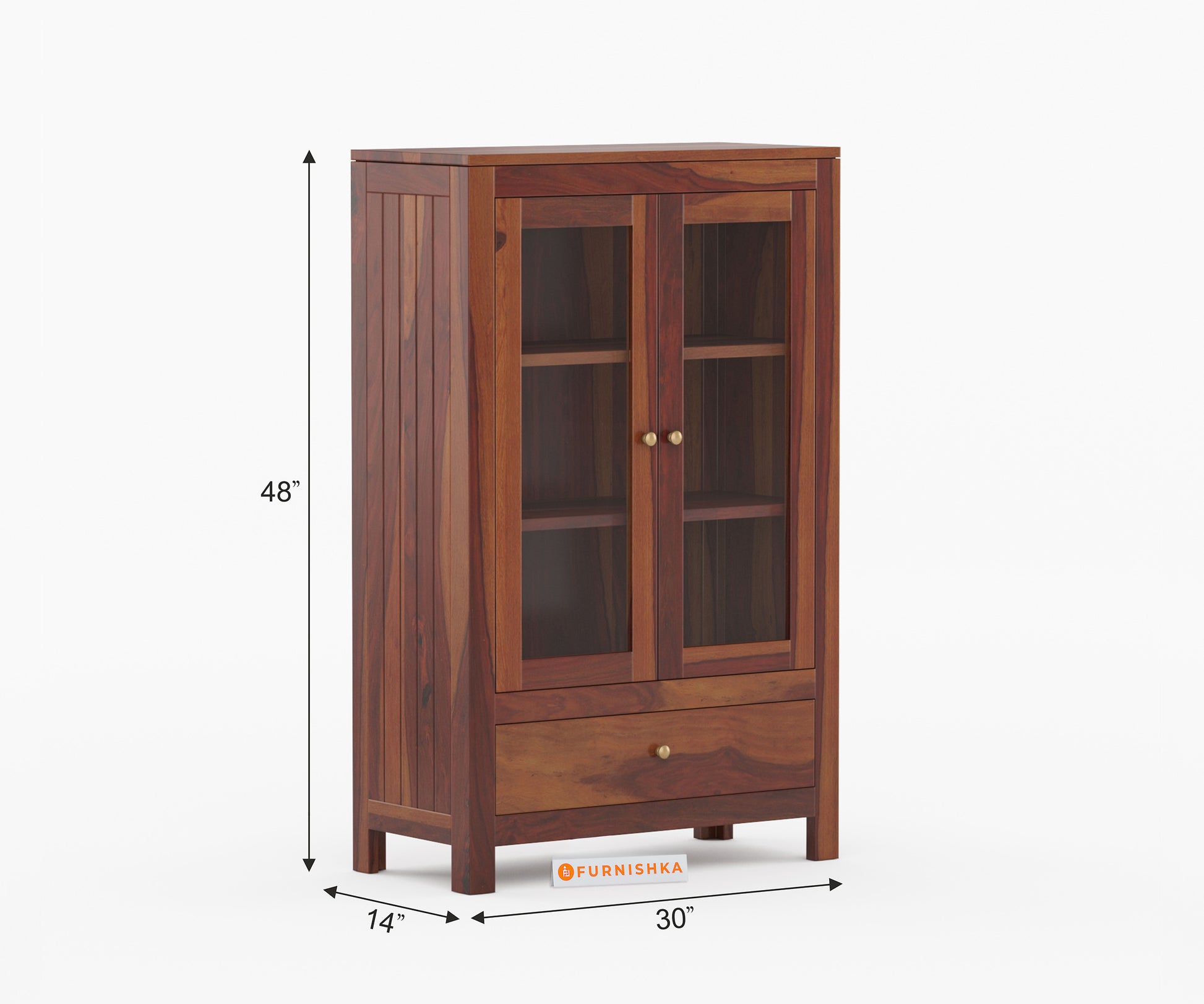 Naruto Sheesham Wood Two Door Book Shelf - Furnishka 