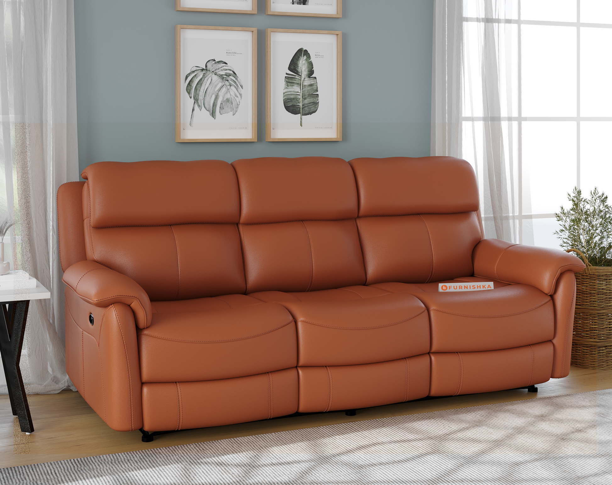Taurus Leather 3 Seater Recliner - Furnishka 