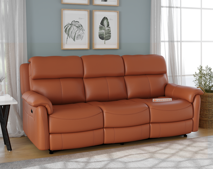 Taurus Leather 3 Seater Recliner - Furnishka 
