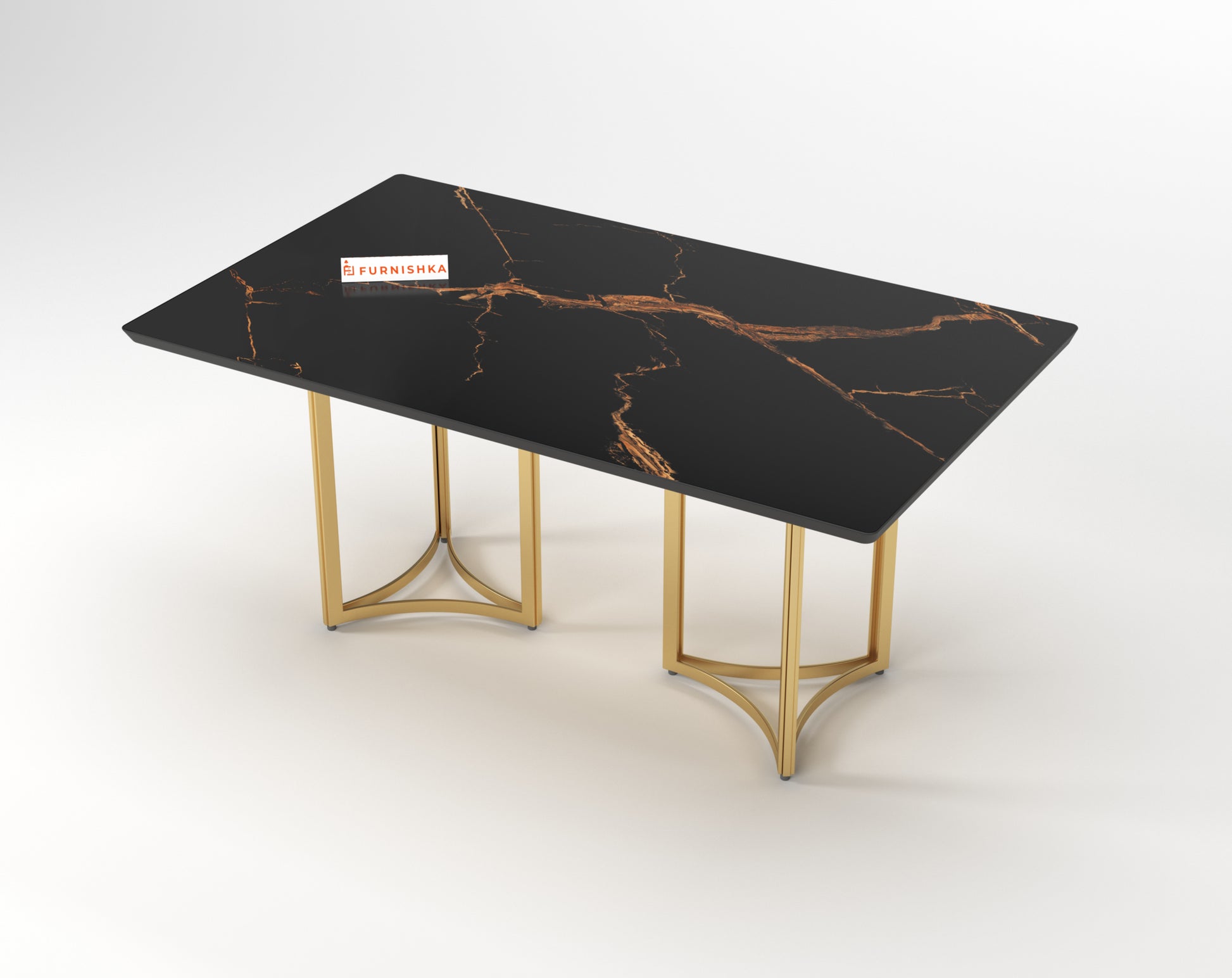 Nexus 4 Seater Dining Sets with Black Engineered Marble Top - Furnishka 