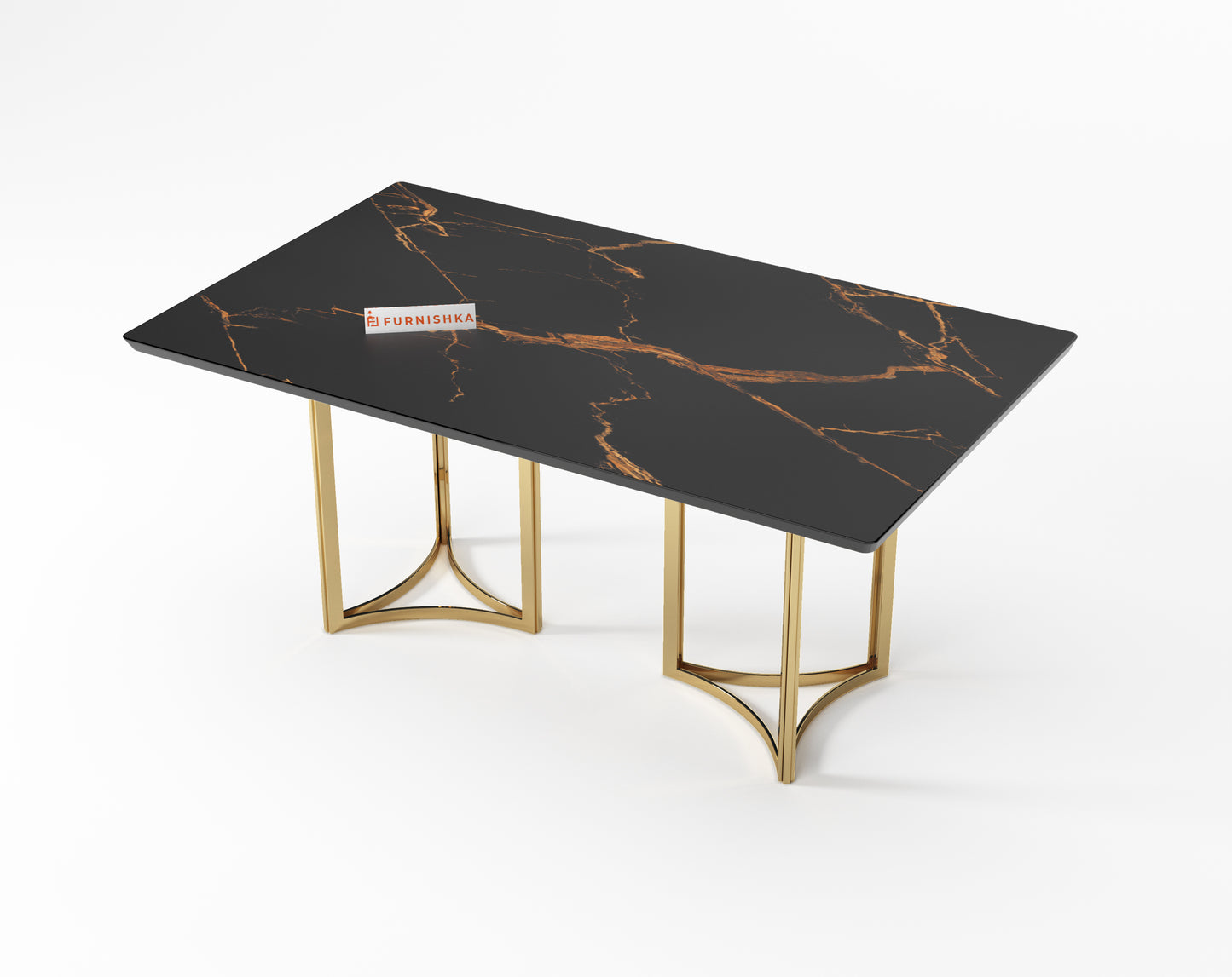 Nexus 6 Seater Dining Table - Ceramic Golden Portoro - Furnishka 
