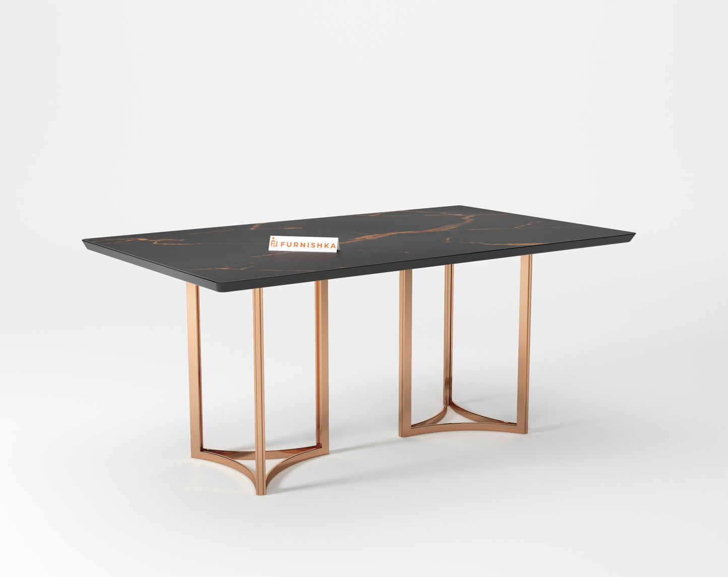 Nexus 6 Seater Dining Table - Ceramic Golden Portoro - Furnishka 