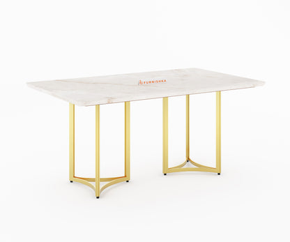 Nexus 6 Seater Dining Table - Ceramic Golden Portoro - Furnishka 