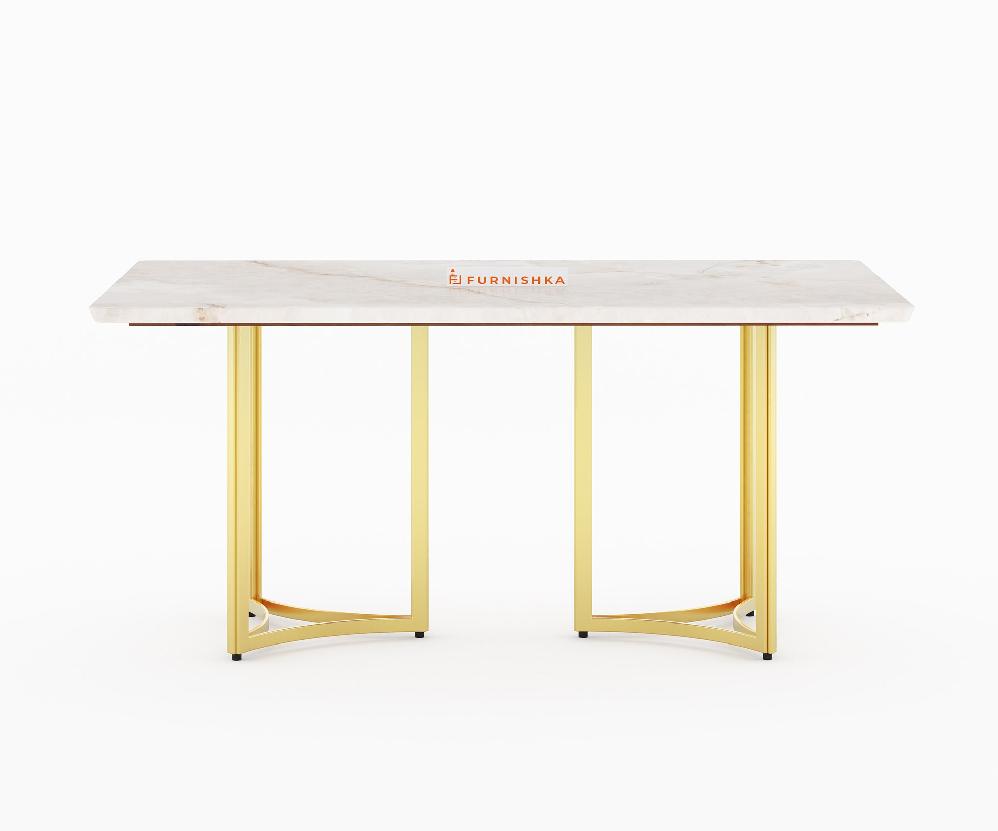 Nexus 6 Seater Dining Table - Ceramic Golden Portoro - Furnishka 