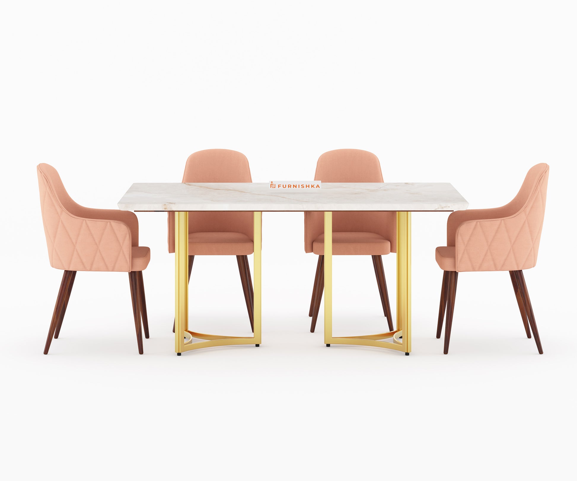 Nexus 6 Seater Dining Table - Ceramic Golden Portoro - Furnishka 