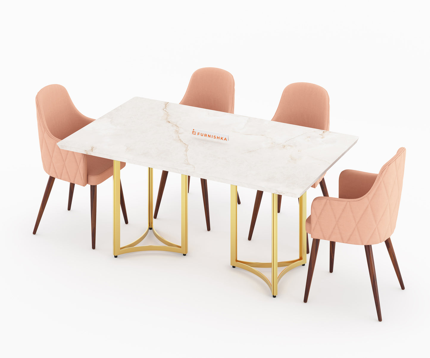 Nexus 6 Seater Dining Table - Ceramic Golden Portoro - Furnishka 