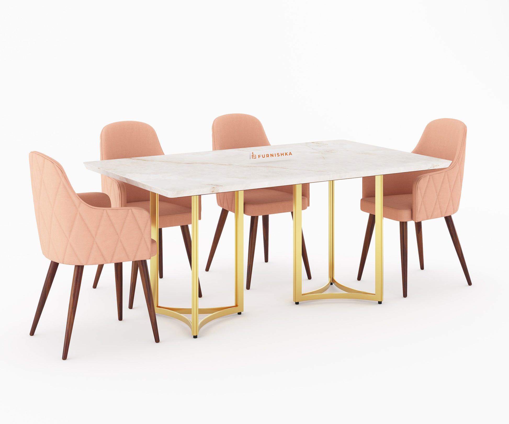 Nexus 6 Seater Dining Table - Ceramic Golden Portoro - Furnishka 