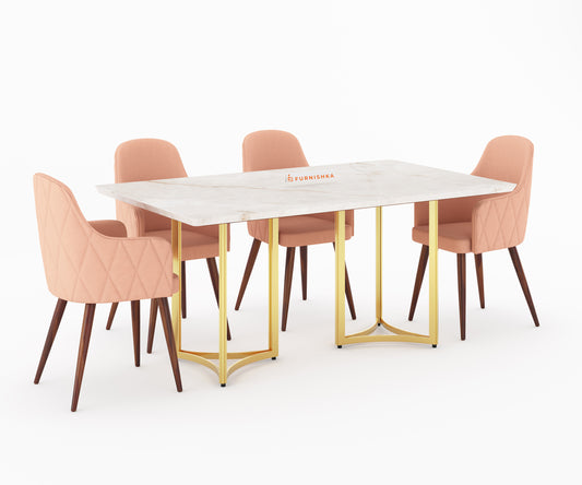 Nexus 6 Seater Dining Table - Ceramic Golden Portoro - Furnishka 
