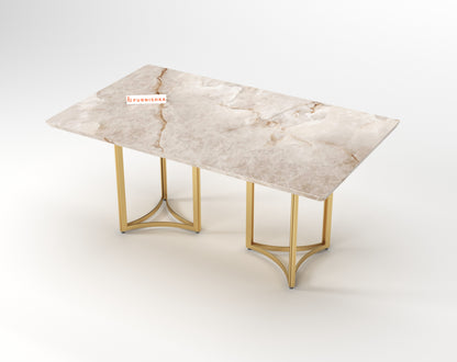 Nexus Dining Table 6 Seater PVD Gold Base - Furnishka