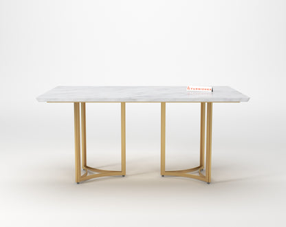 Nexus Dining Table 6 Seater PVD Gold Base - Furnishka 