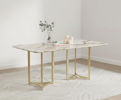 Nexus Dining Table 6 Seater PVD Gold Base - Furnishka