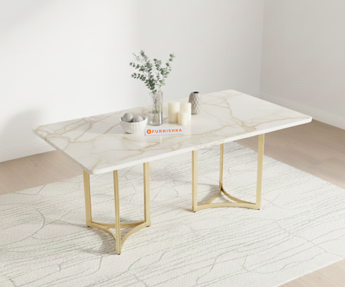 Nexus Dining Table 6 Seater PVD Gold Base - Furnishka