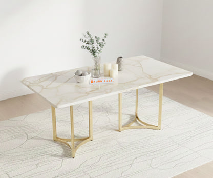 Nexus Dining Table 6 Seater PVD Gold Base - Furnishka