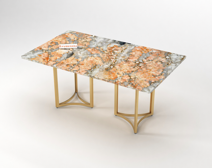 Nexus Dining Table 6 Seater PVD Gold Base - Furnishka