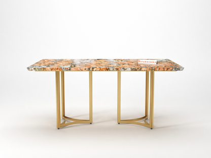 Nexus Dining Table 6 Seater PVD Gold Base - Furnishka