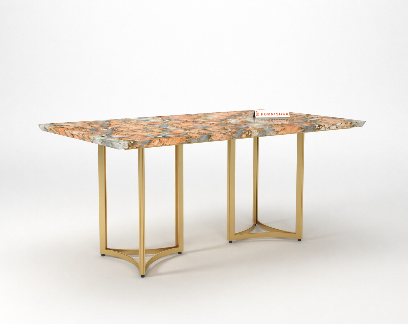 Nexus Dining Table 6 Seater PVD Gold Base - Furnishka