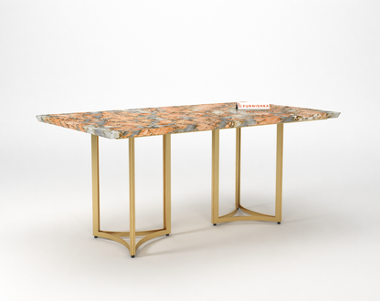 Nexus Dining Table 6 Seater PVD Gold Base - Furnishka