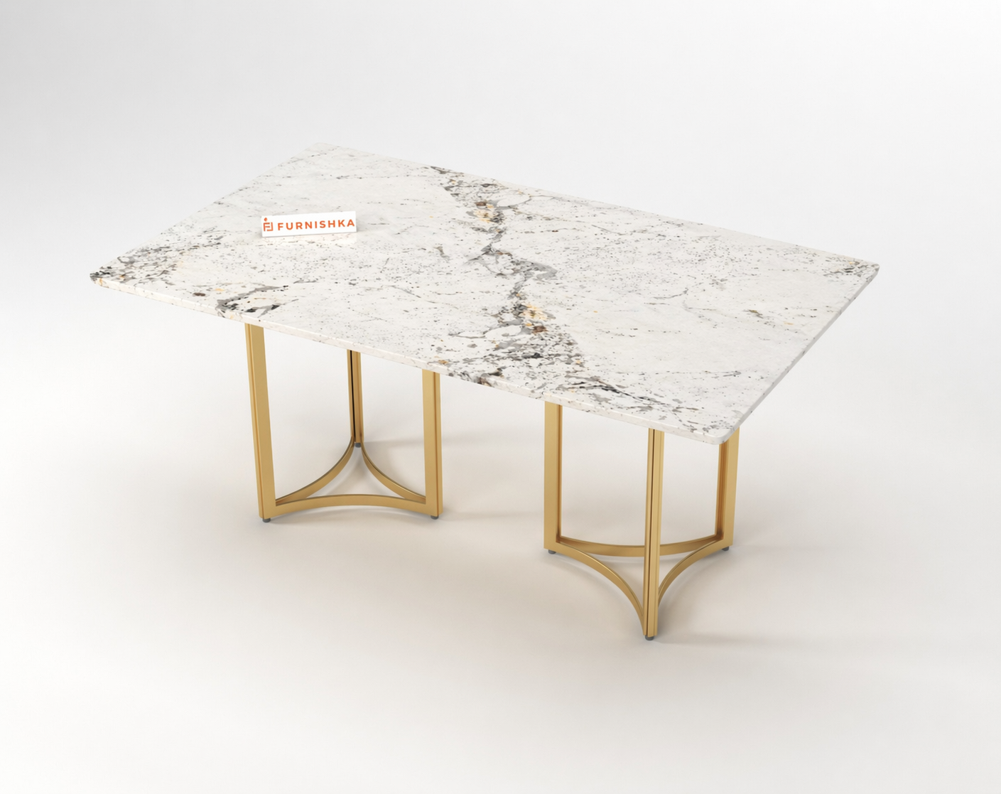Nexus Dining Table 6 Seater PVD Gold Base - Furnishka
