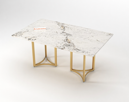 Nexus Dining Table 6 Seater PVD Gold Base - Furnishka
