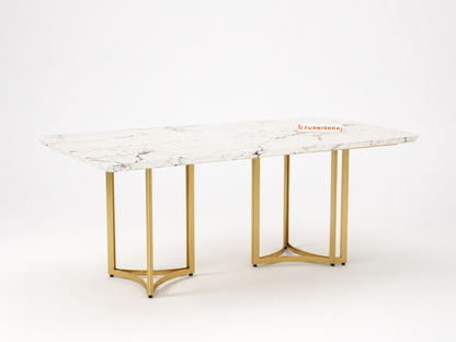 Nexus Dining Table 6 Seater PVD Gold Base - Furnishka