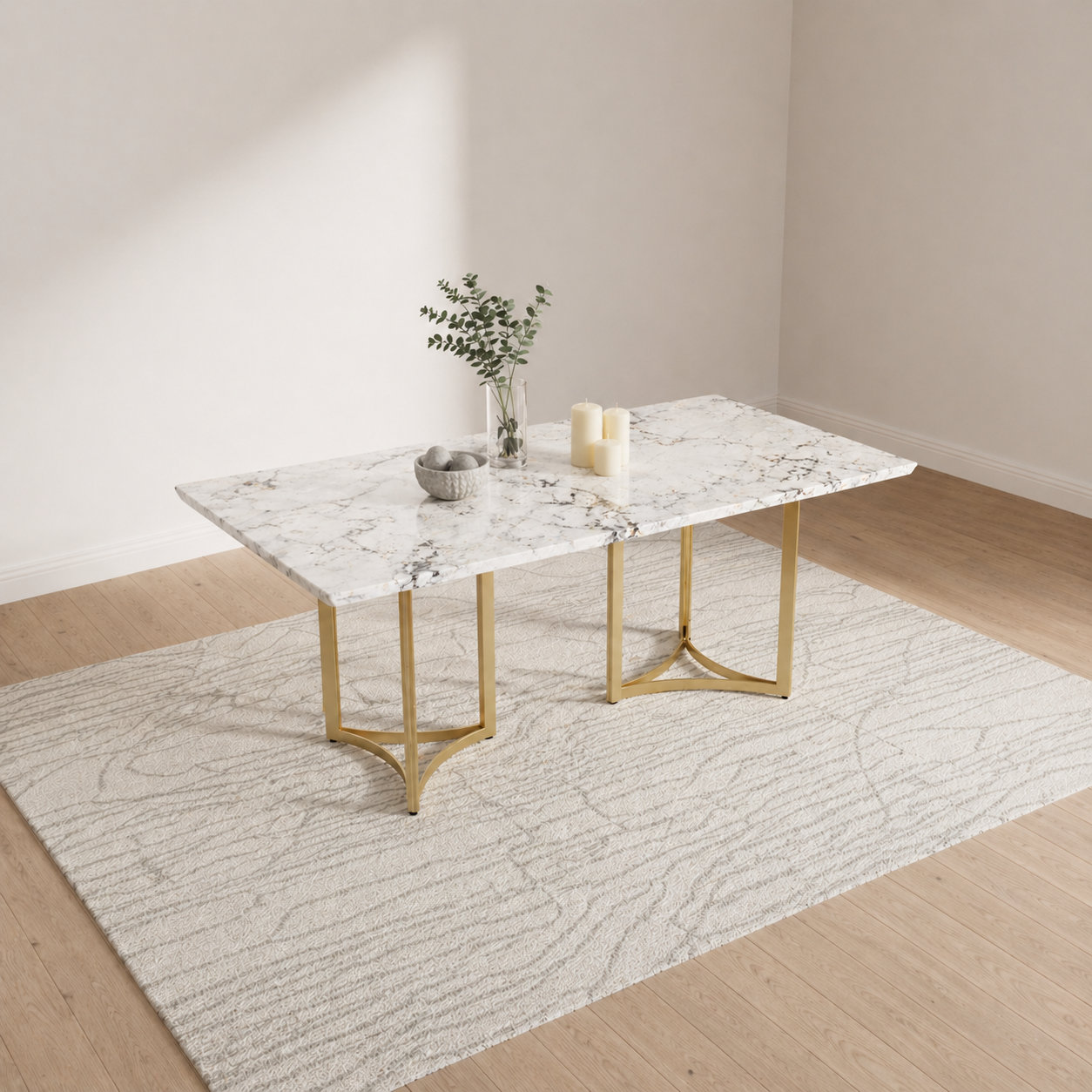 Nexus Dining Table 6 Seater PVD Gold Base - Furnishka