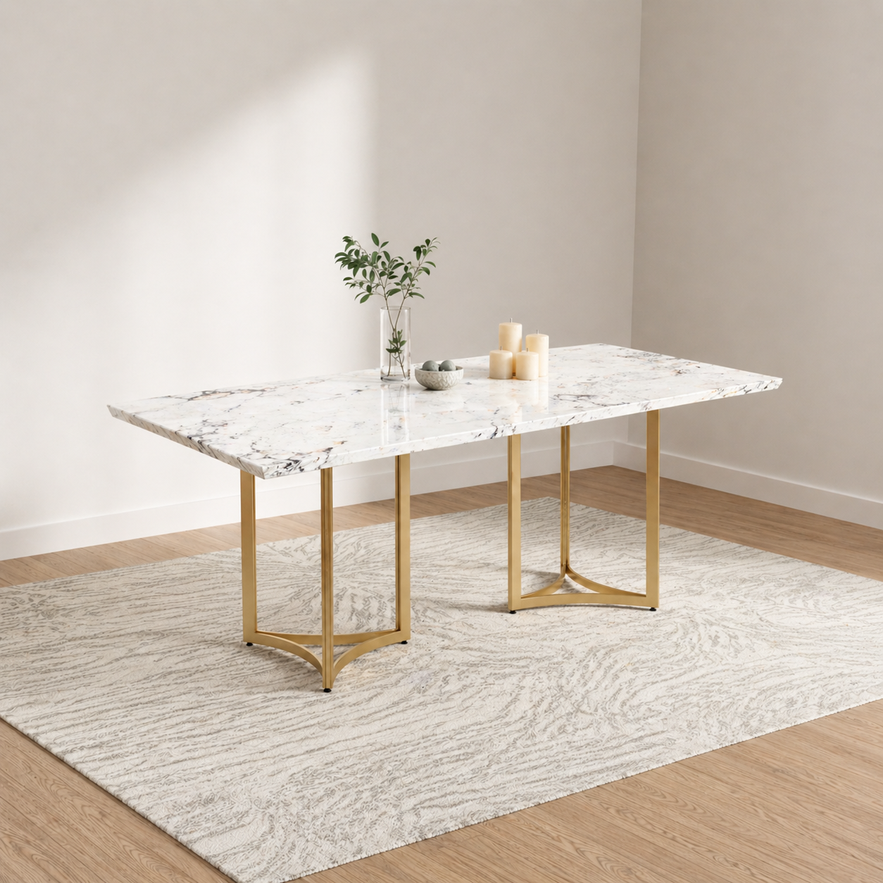 Nexus Dining Table 6 Seater PVD Gold Base - Furnishka