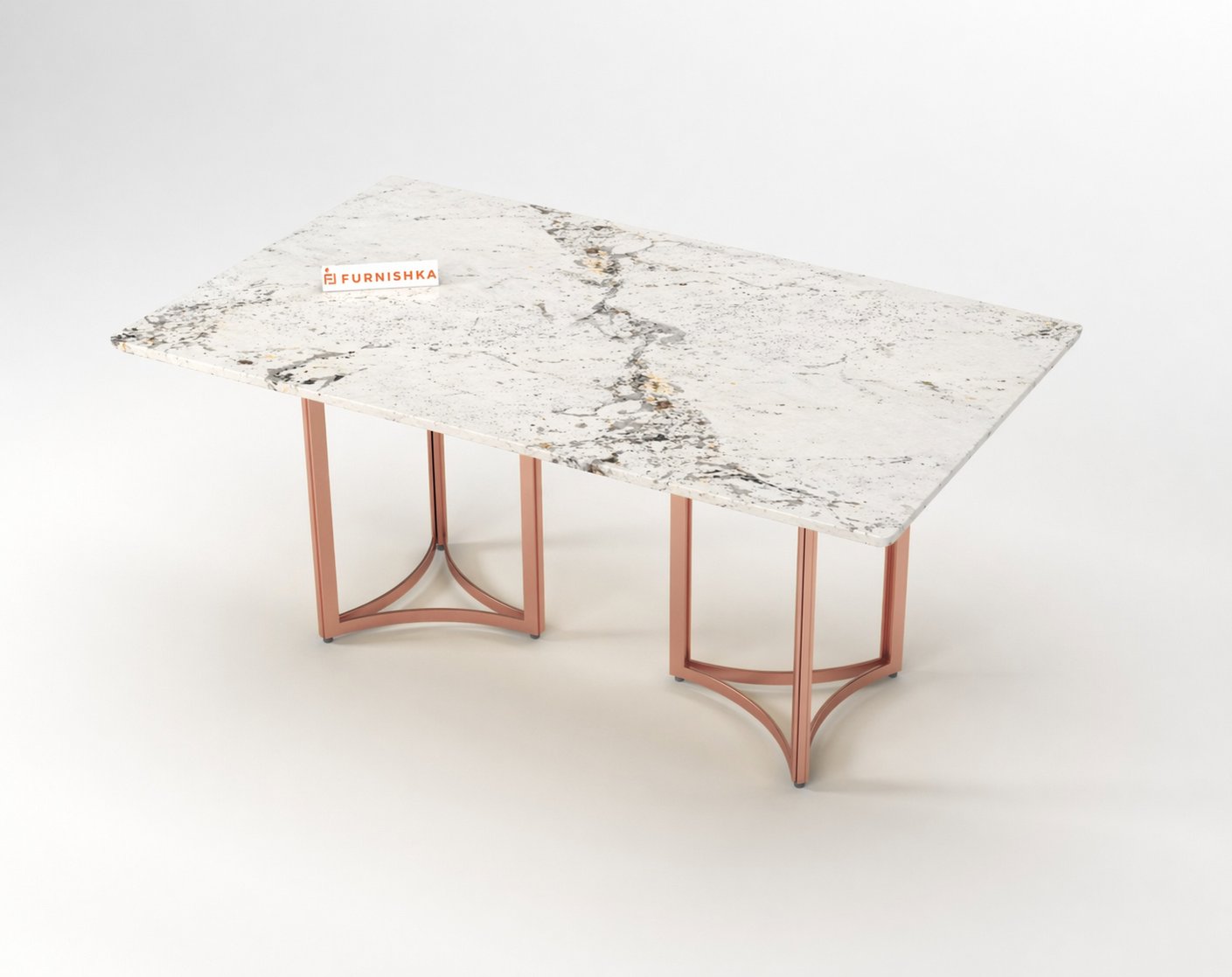 Nexus Dining Table 6 Seater Rose Gold Base - Furnishka