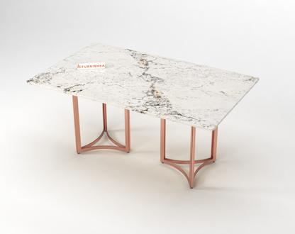 Nexus Dining Table 6 Seater Rose Gold Base - Furnishka