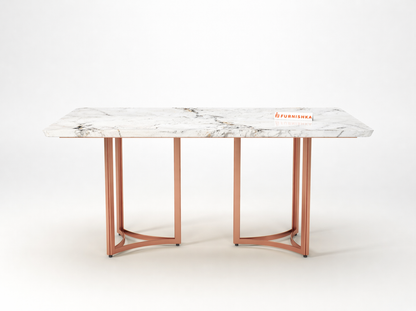 Nexus Dining Table 6 Seater Rose Gold Base - Furnishka
