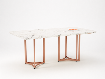 Nexus Dining Table 6 Seater Rose Gold Base - Furnishka