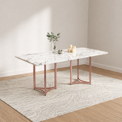 Nexus Dining Table 6 Seater Rose Gold Base - Furnishka