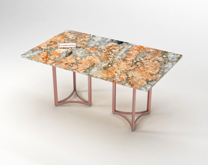 Nexus Dining Table 6 Seater Rose Gold Base - Furnishka