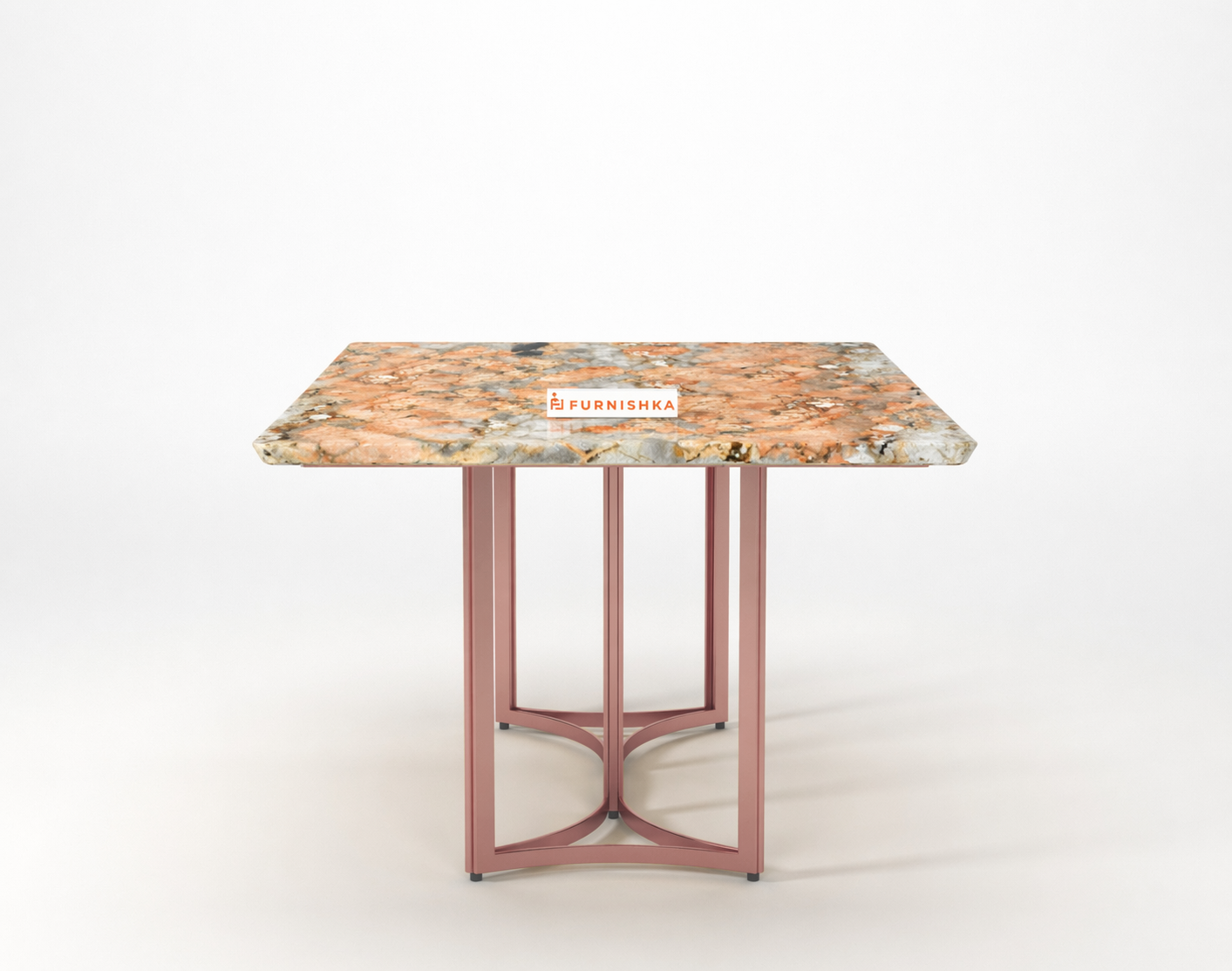 Nexus Dining Table 6 Seater Rose Gold Base - Furnishka