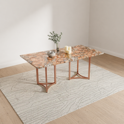 Nexus Dining Table 6 Seater Rose Gold Base