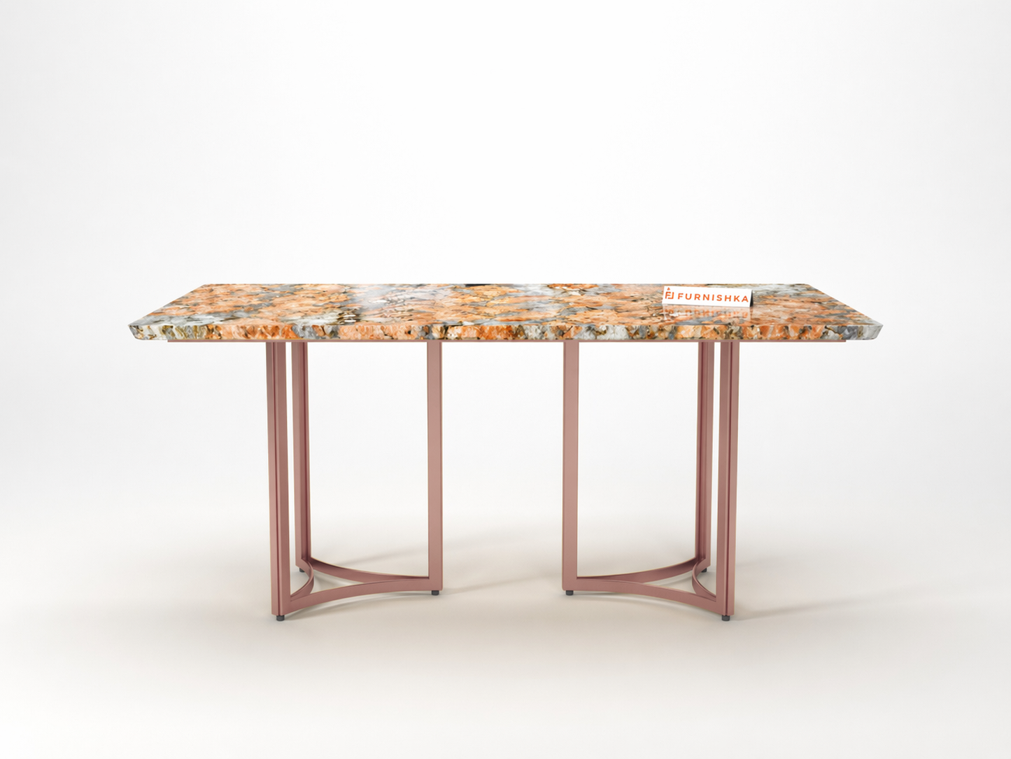 Nexus Dining Table 6 Seater Rose Gold Base - Furnishka