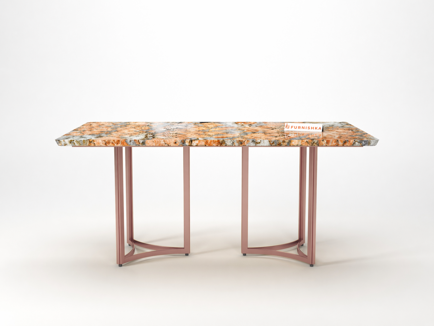 Nexus Dining Table 6 Seater Rose Gold Base - Furnishka