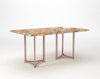 Nexus Dining Table 6 Seater Rose Gold Base - Furnishka