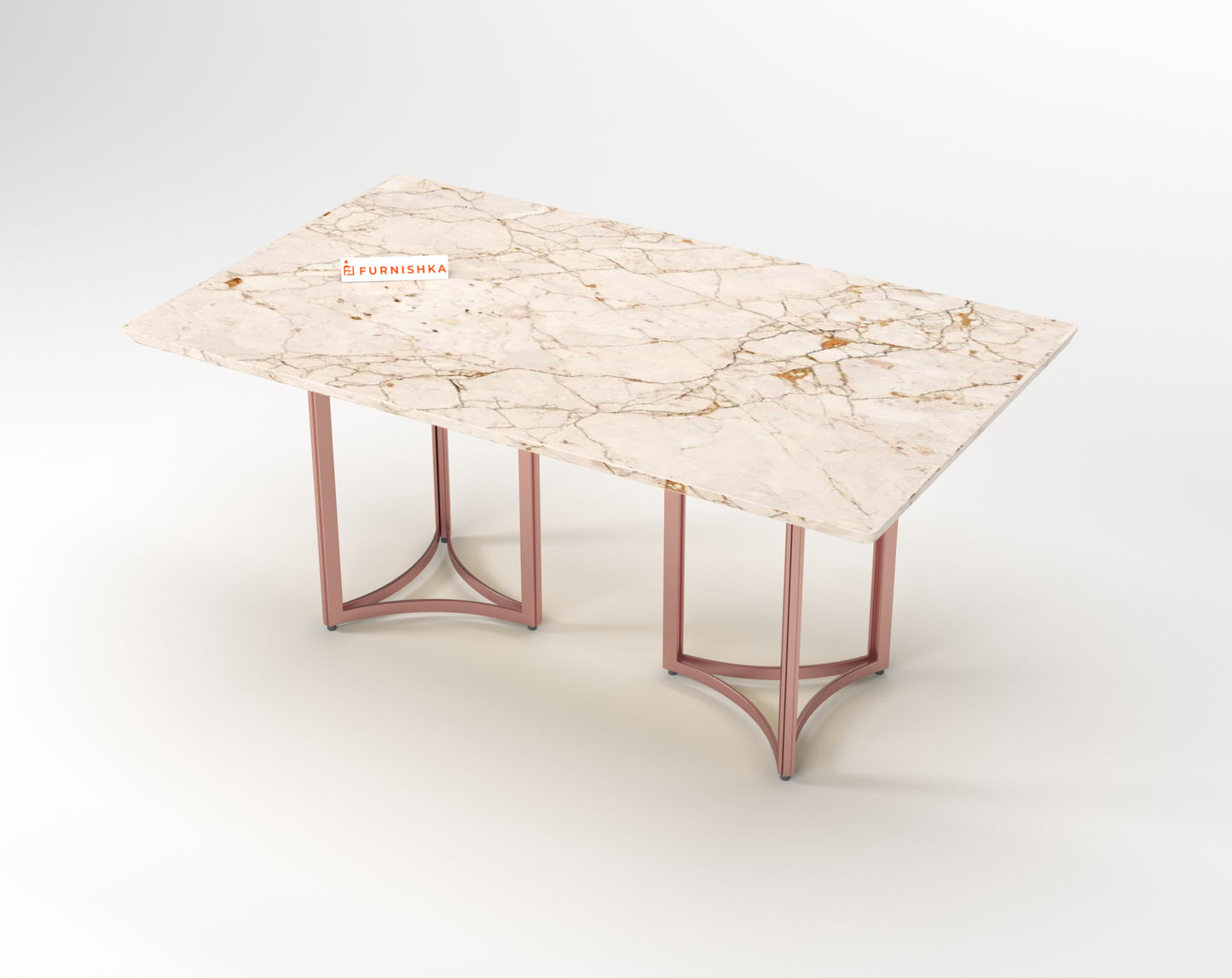 Nexus Dining Table 6 Seater Rose Gold Base - Furnishka