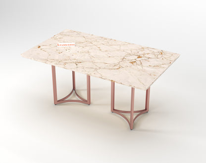 Nexus Dining Table 6 Seater Rose Gold Base - Furnishka