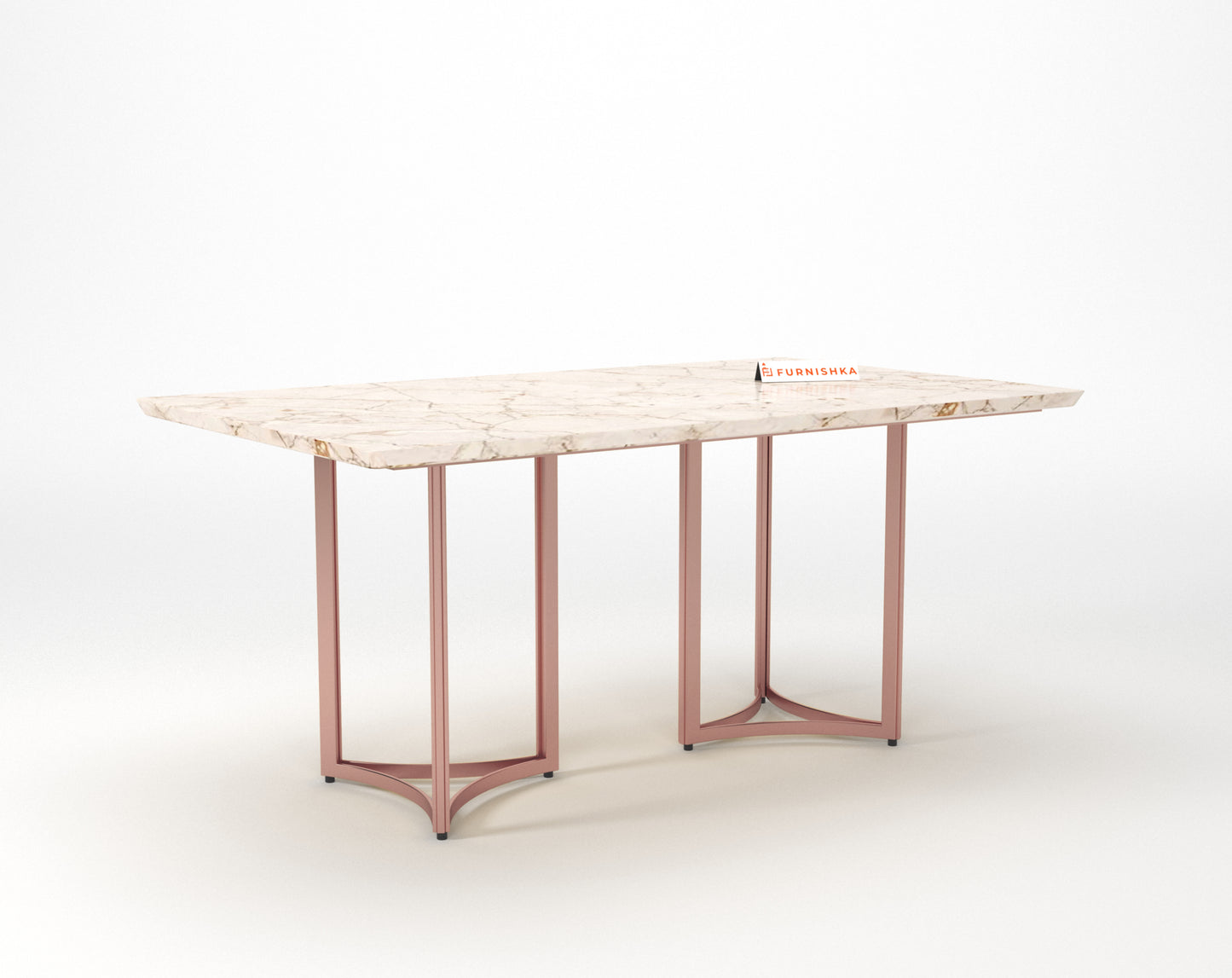 Nexus Dining Table 6 Seater Rose Gold Base - Furnishka