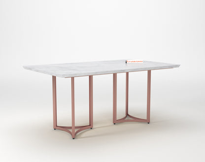 Nexus Dining Table 6 Seater Rose Gold Base - Furnishka