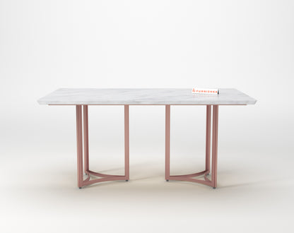 Nexus Dining Table 6 Seater Rose Gold Base - Furnishka