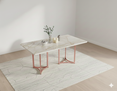Nexus Dining Table 6 Seater Rose Gold Base