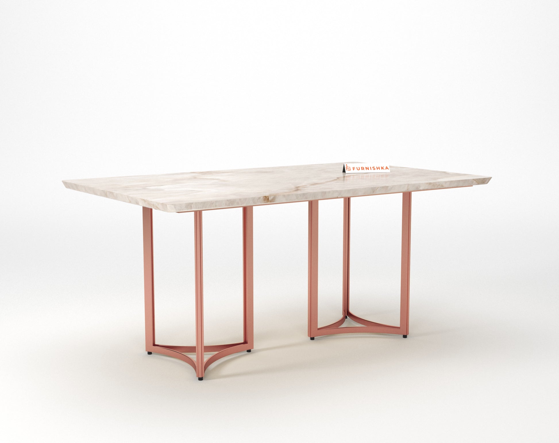 Nexus Dining Table 6 Seater Rose Gold Base - Furnishka