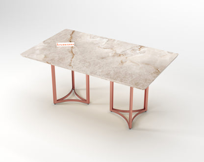 Nexus Dining Table 6 Seater Rose Gold Base - Furnishka