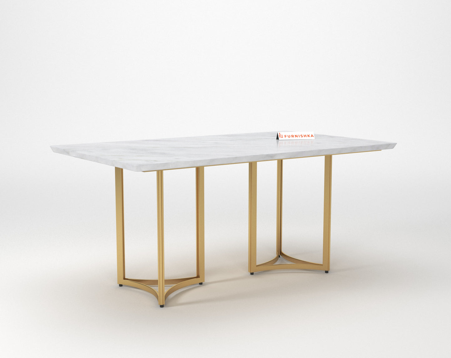 Nexus Dining Table with Indian Banswara Marble Top - 6 Seater - Furnishka 