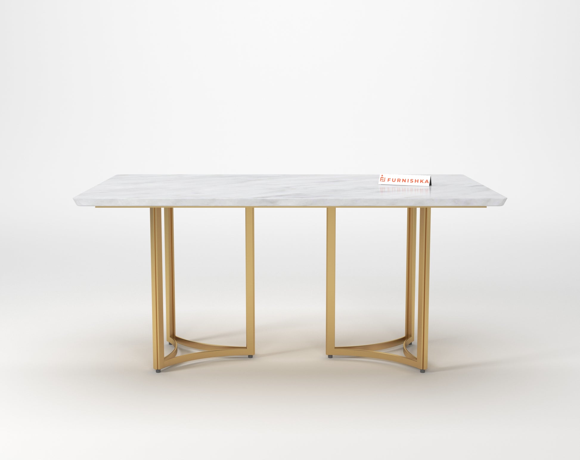 Nexus Dining Table with Indian Banswara Marble Top - 6 Seater - Furnishka 