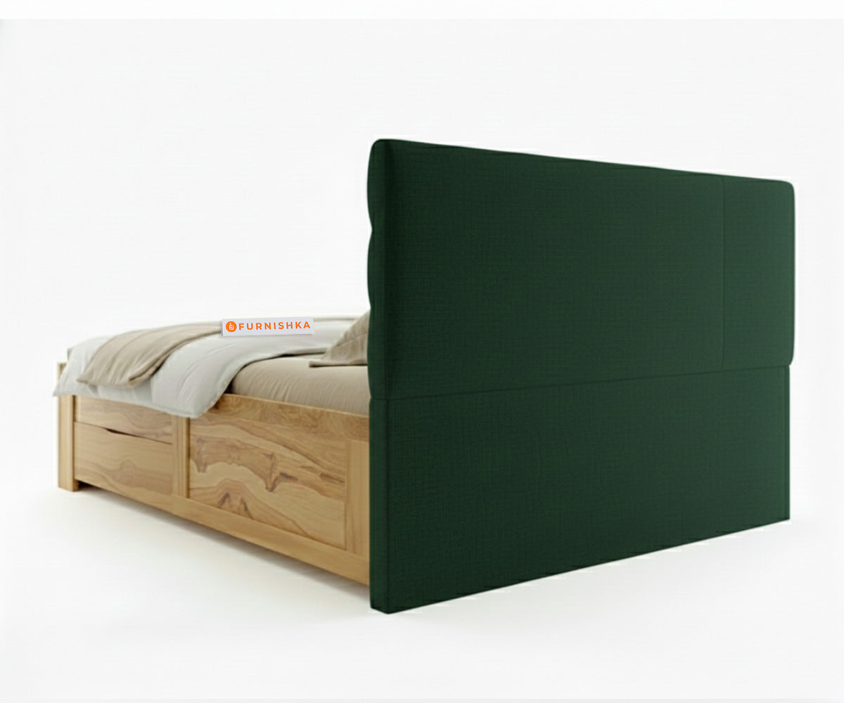 Niva Real Teak Wood Hydraulic Bed King Size Pine Green - Furnishka 