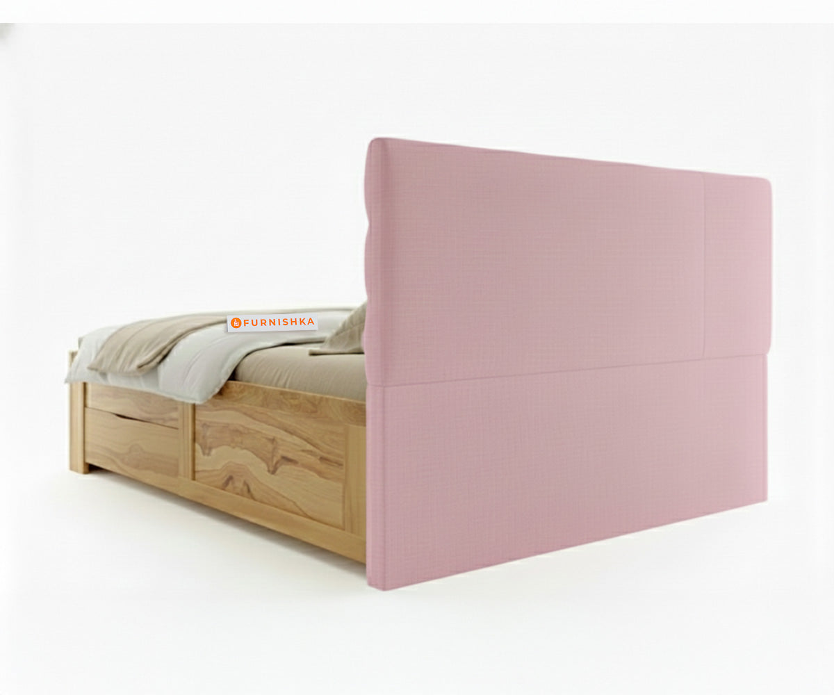 Niva Real Teak Wood Hydraulic Bed Queen Size Flamingo Pink - Furnishka 