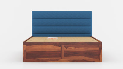 Niva Sheesham Wood bed with Upholstered headboard Box Storage King Size - Furnishka 